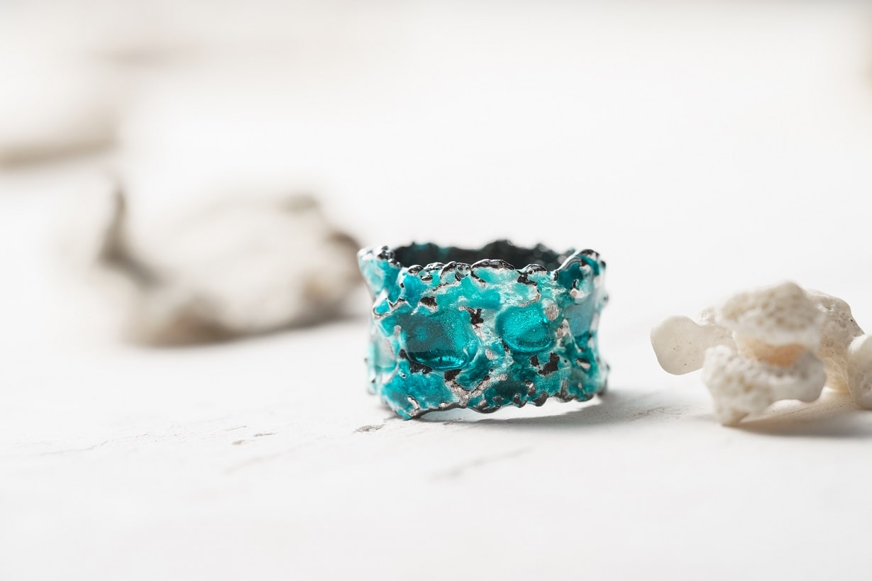 Ring "Storm" emerald (13 mm) blackened