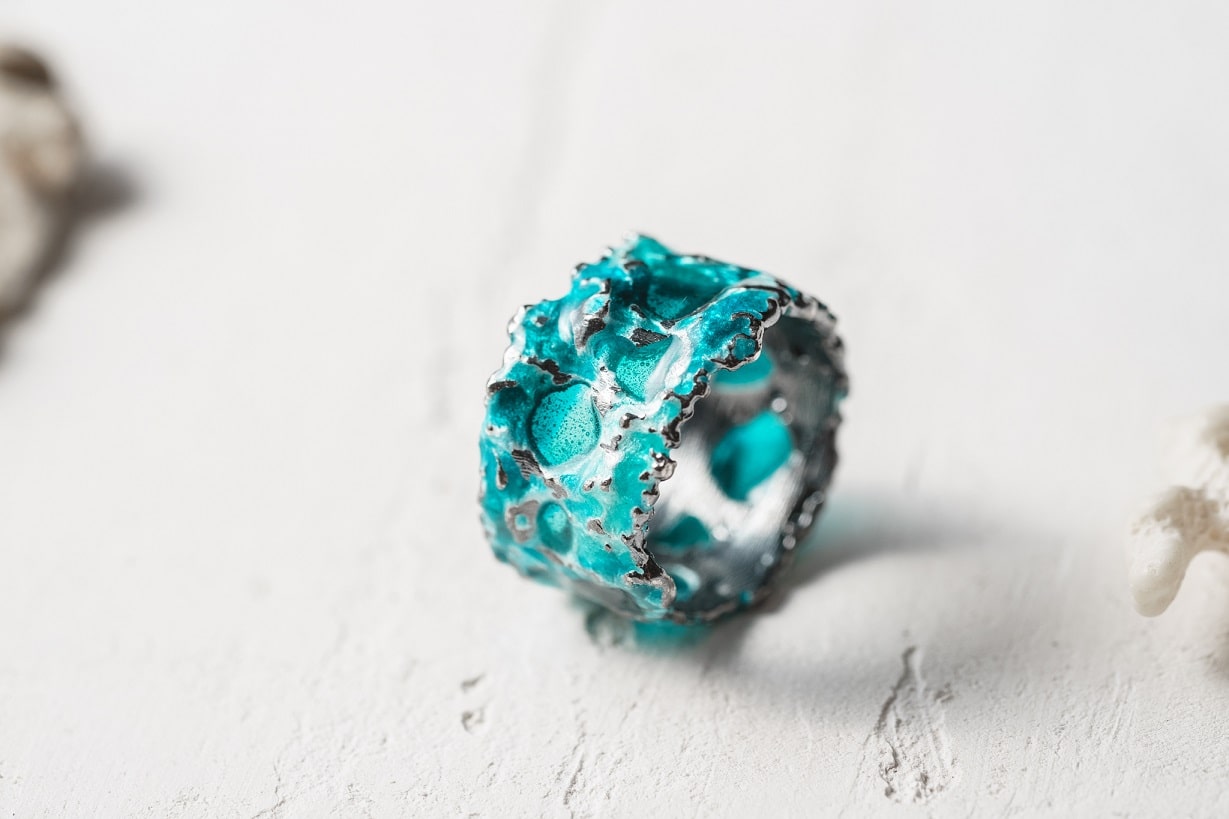 Ring "Storm" emerald (13 mm) blackened