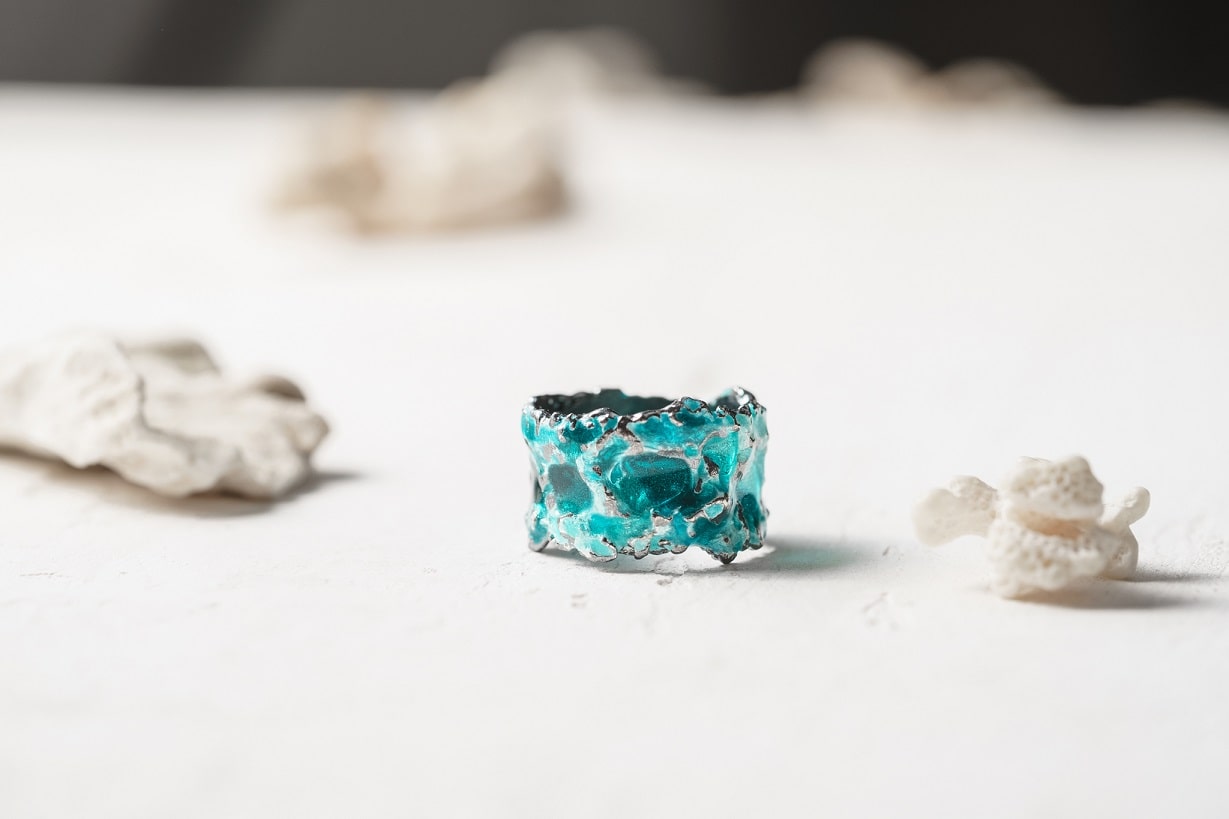 Ring "Storm" emerald (13 mm) blackened
