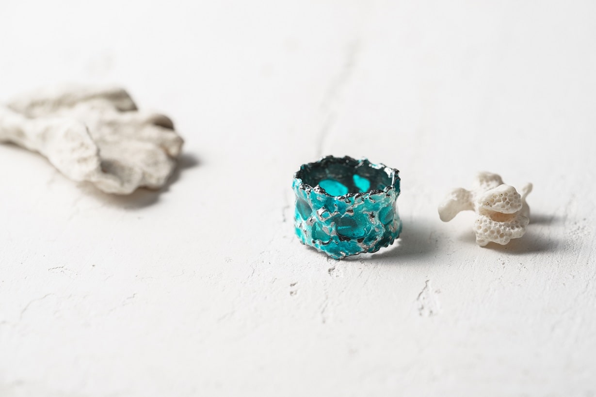 Ring "Storm" emerald (13 mm) blackened