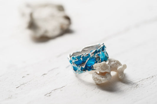Ring "Storm" blue (10 mm) light