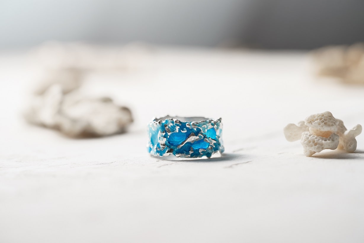 Ring "Storm" blue (10 mm) light