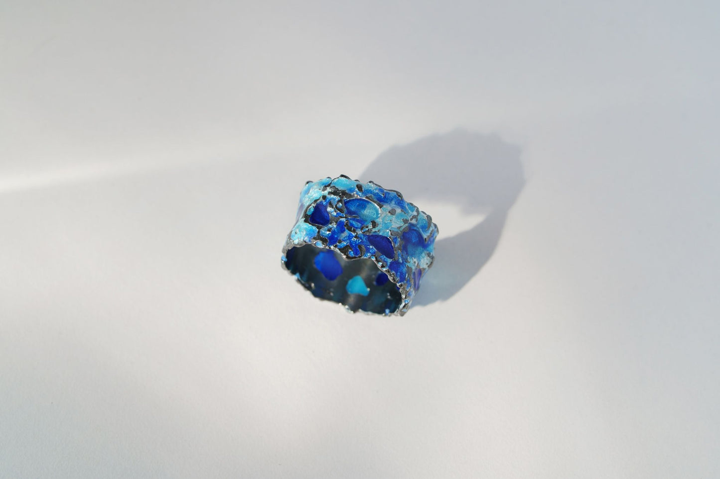 Ring "Storm" blue (13 mm) blackened