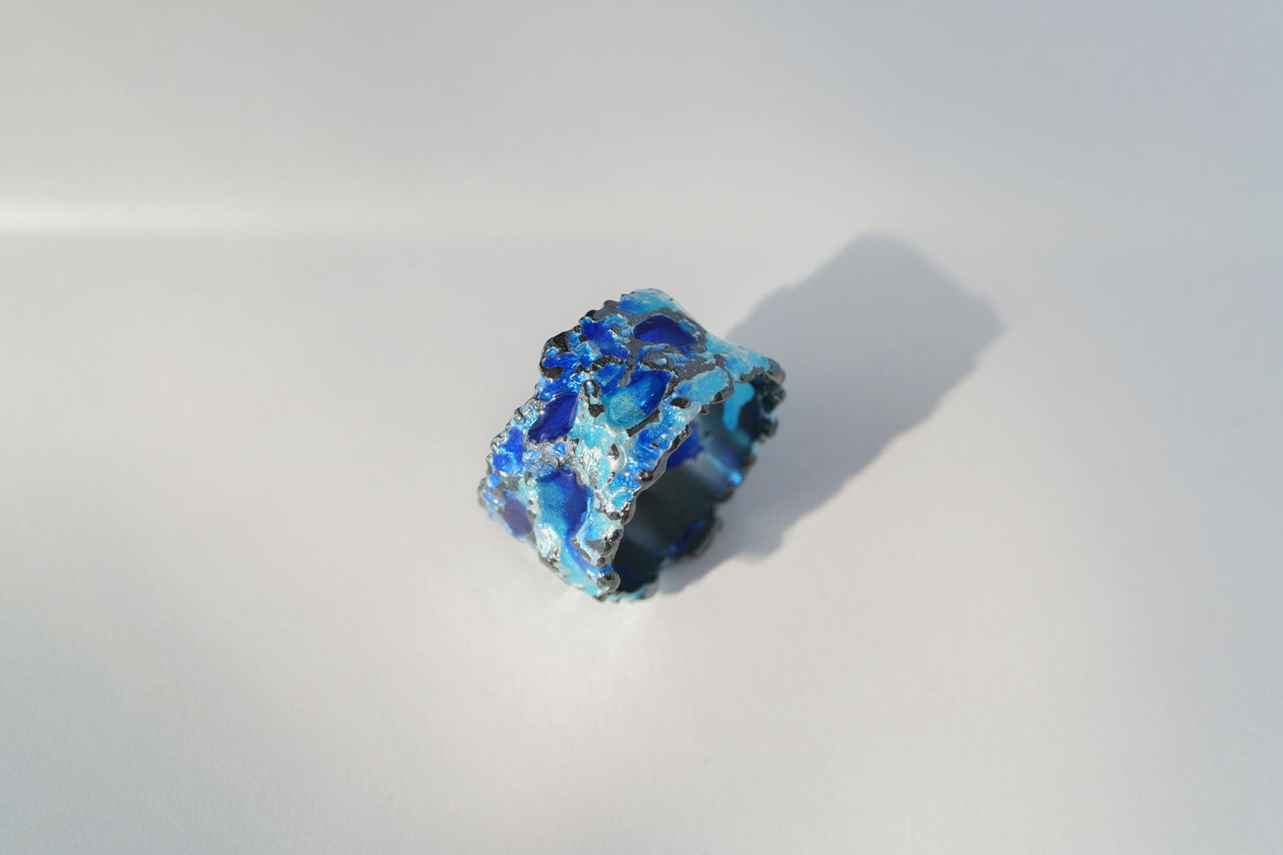 Ring "Storm" blue (13 mm) blackened