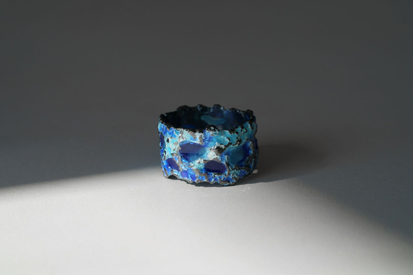 Ring "Storm" blue (13 mm) blackened