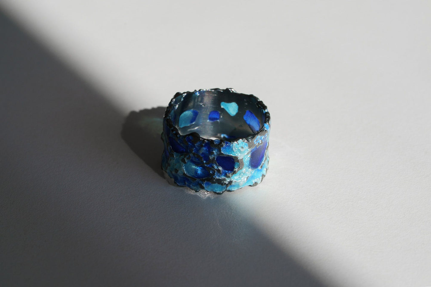 Ring "Storm" blue (13 mm) blackened