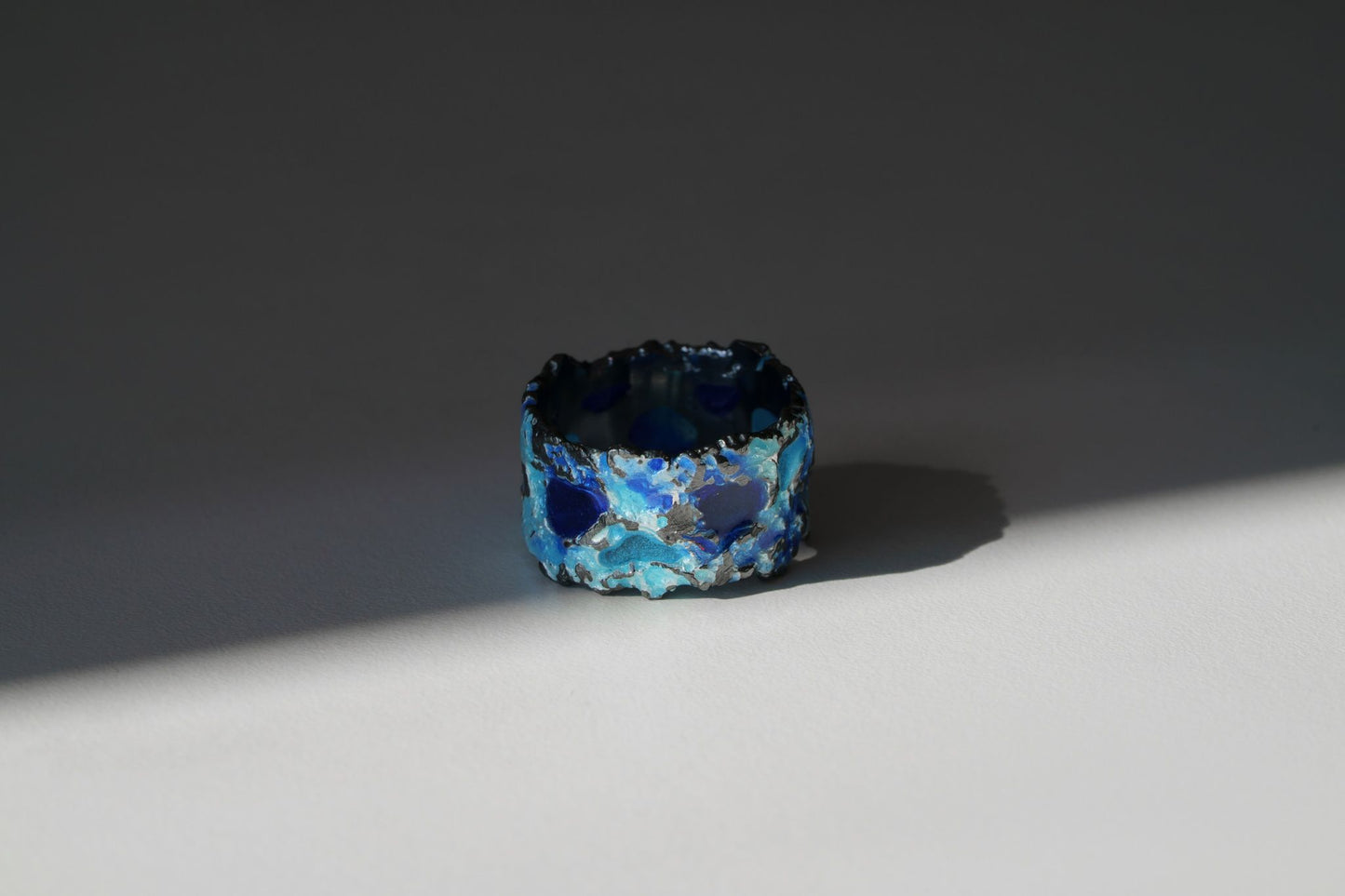 Ring "Storm" blue (13 mm) blackened