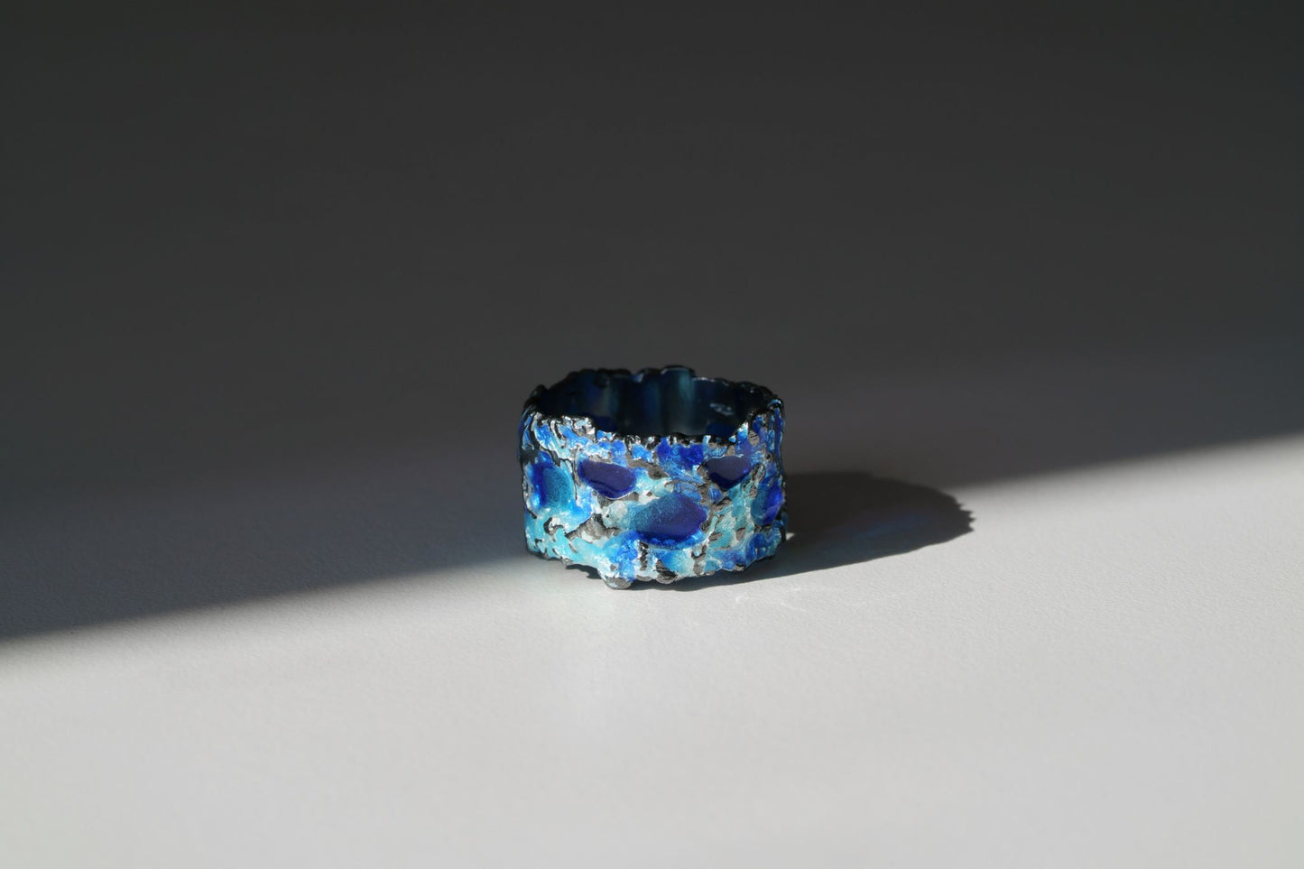 Ring "Storm" blue (13 mm) blackened