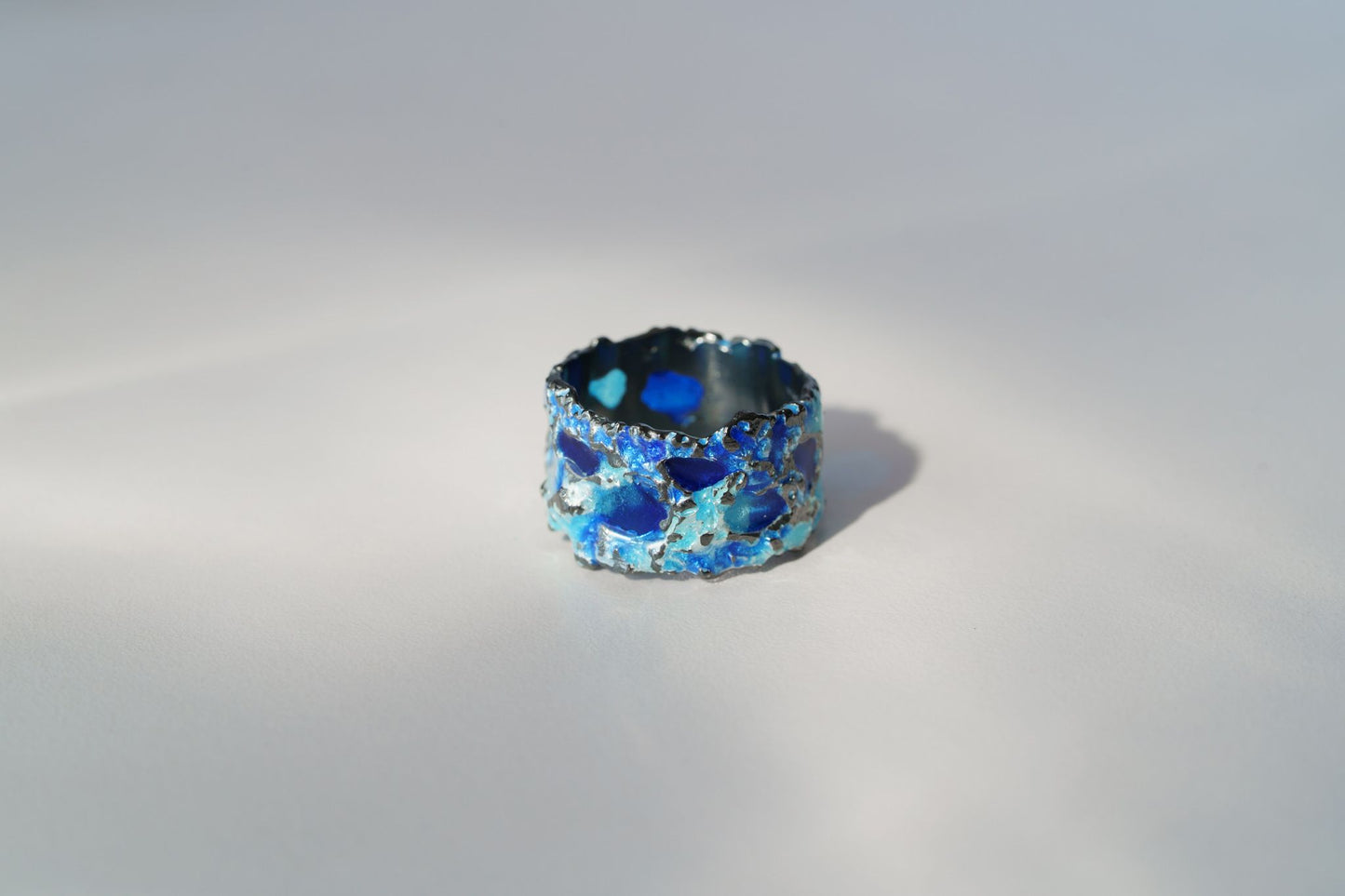 Ring "Storm" blue (13 mm) blackened