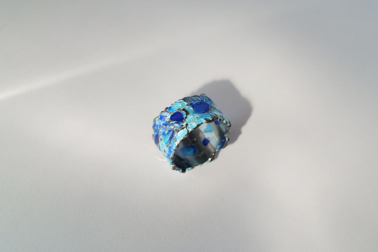 Ring "Storm" blue (13 mm) blackened