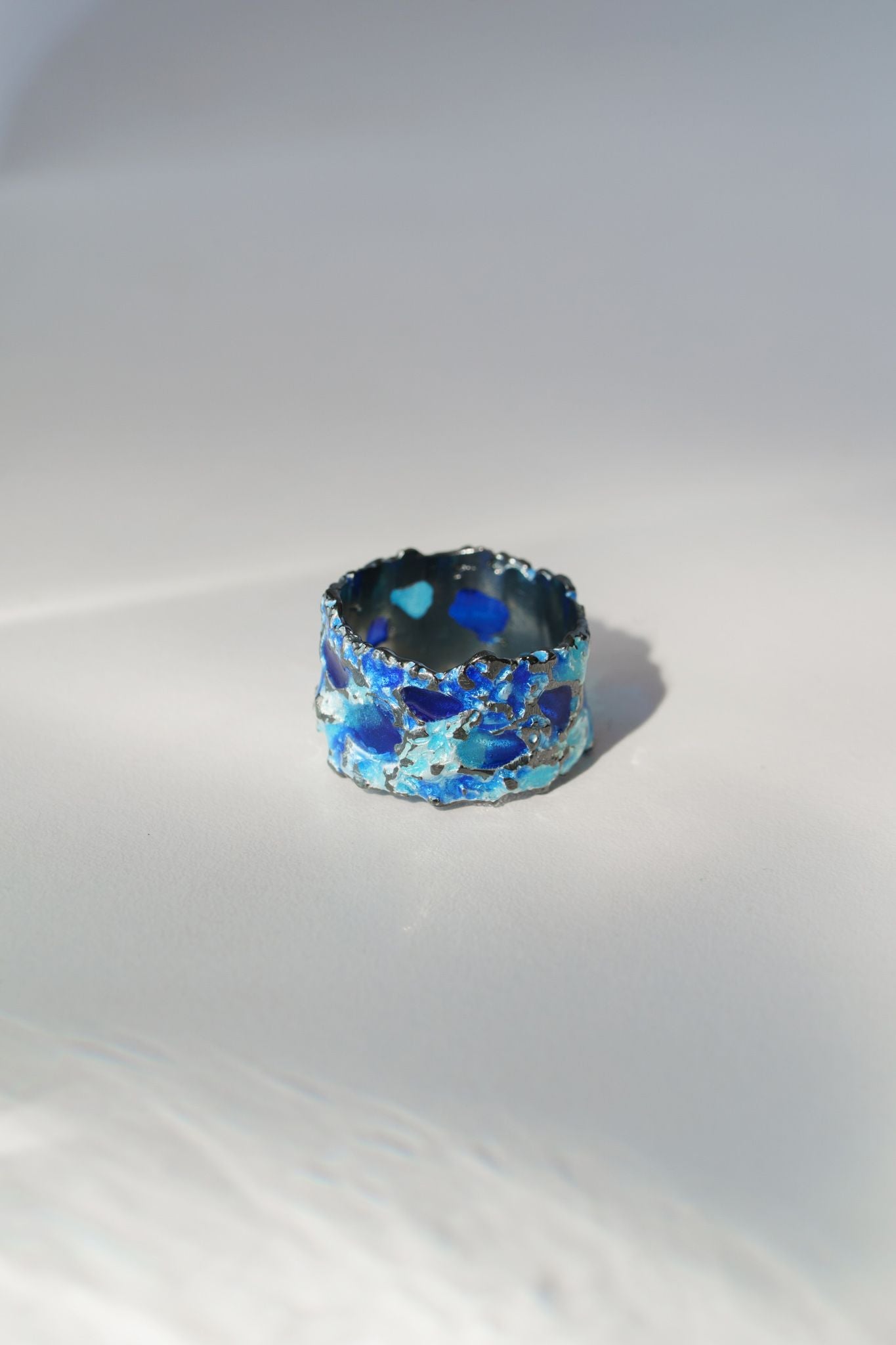 Ring "Storm" blue (13 mm) blackened