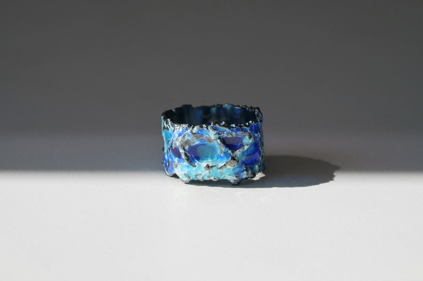 Ring "Storm" blue (13 mm) blackened