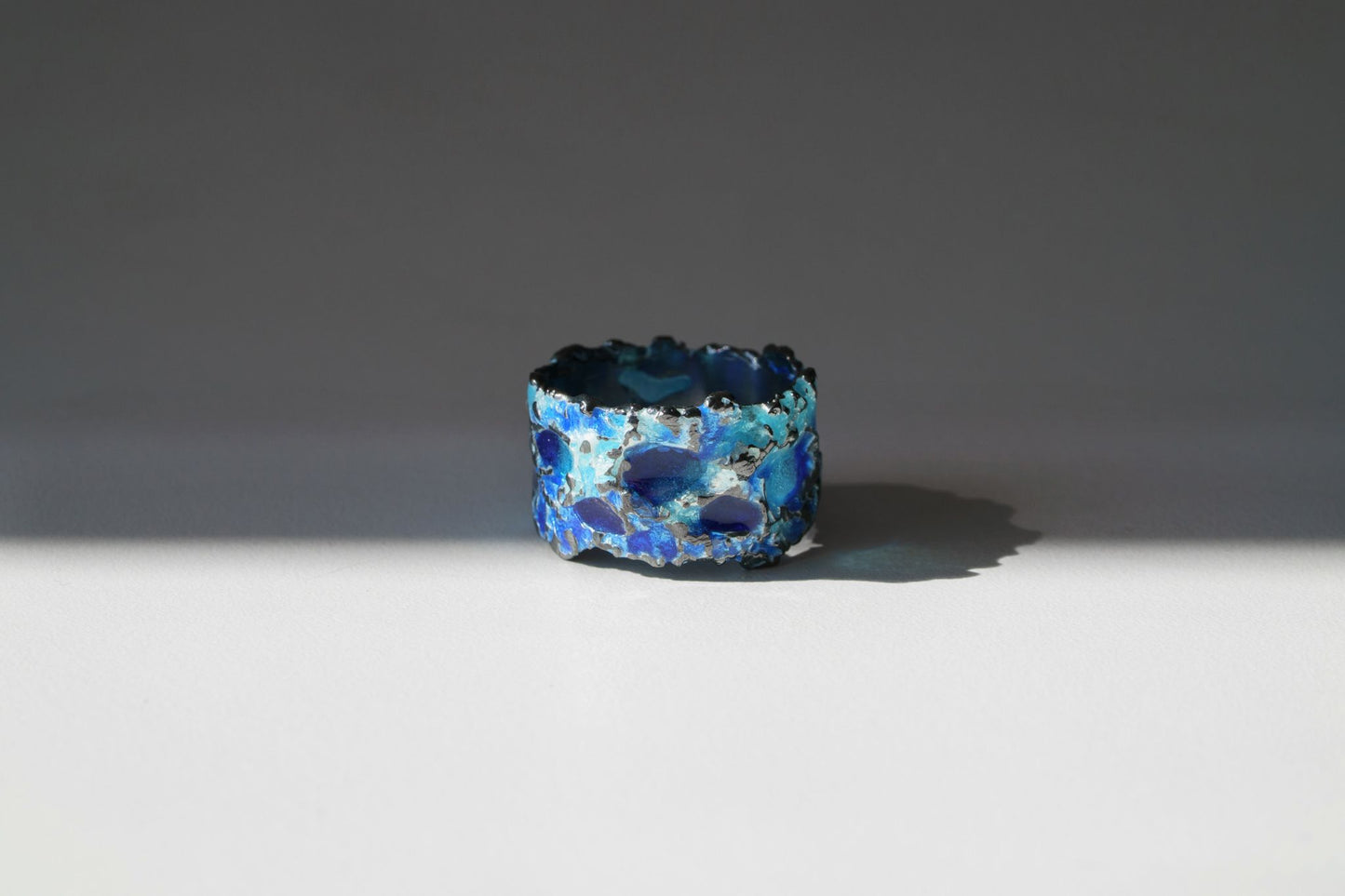 Ring "Storm" blue (13 mm) blackened