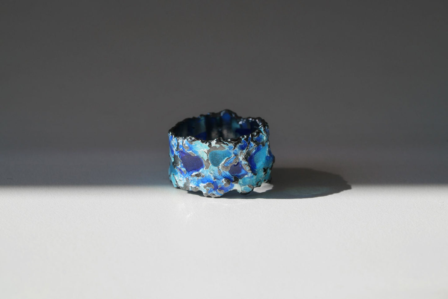 Ring "Storm" blue (13 mm) blackened