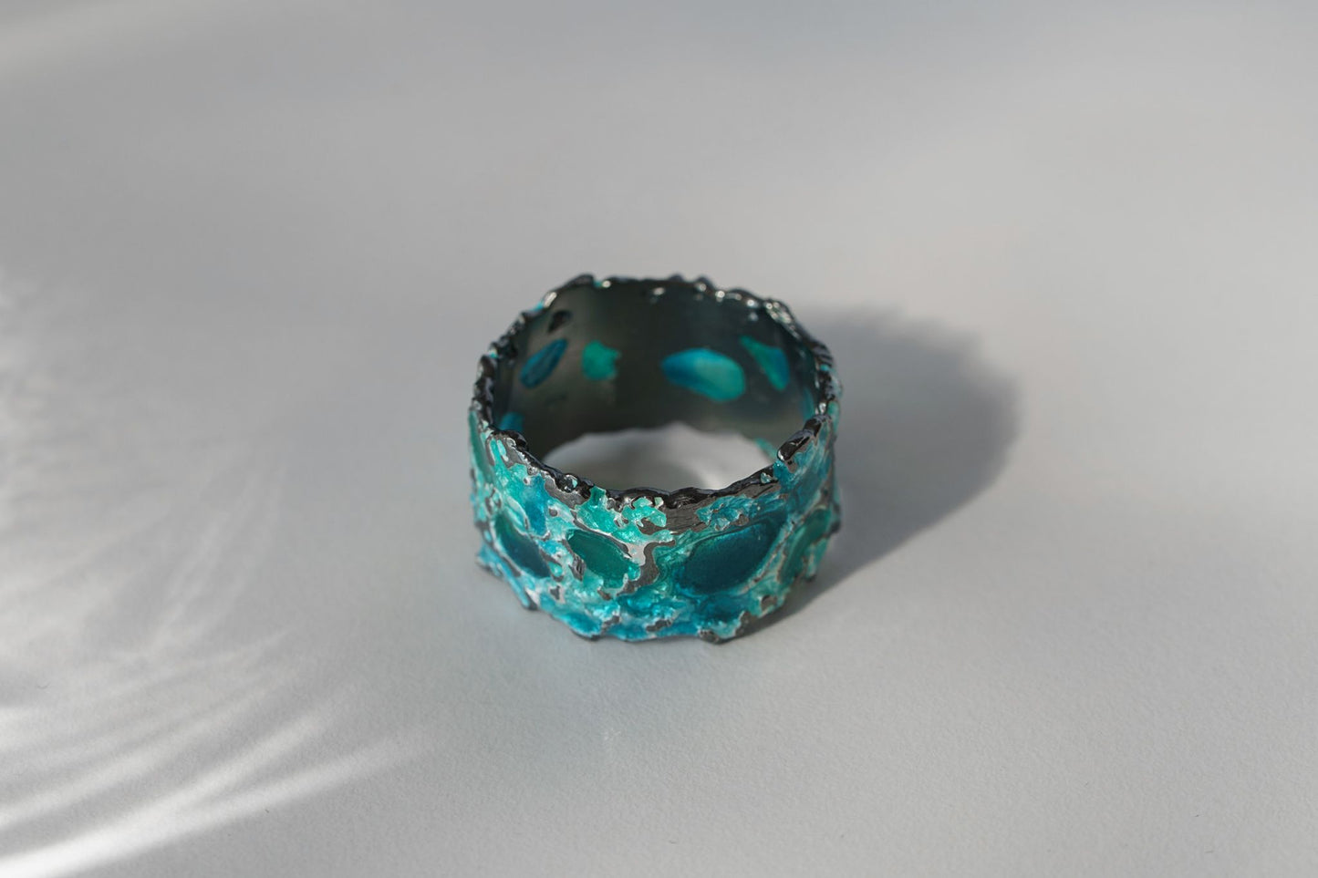Ring "Storm" emerald (13 mm) blackened