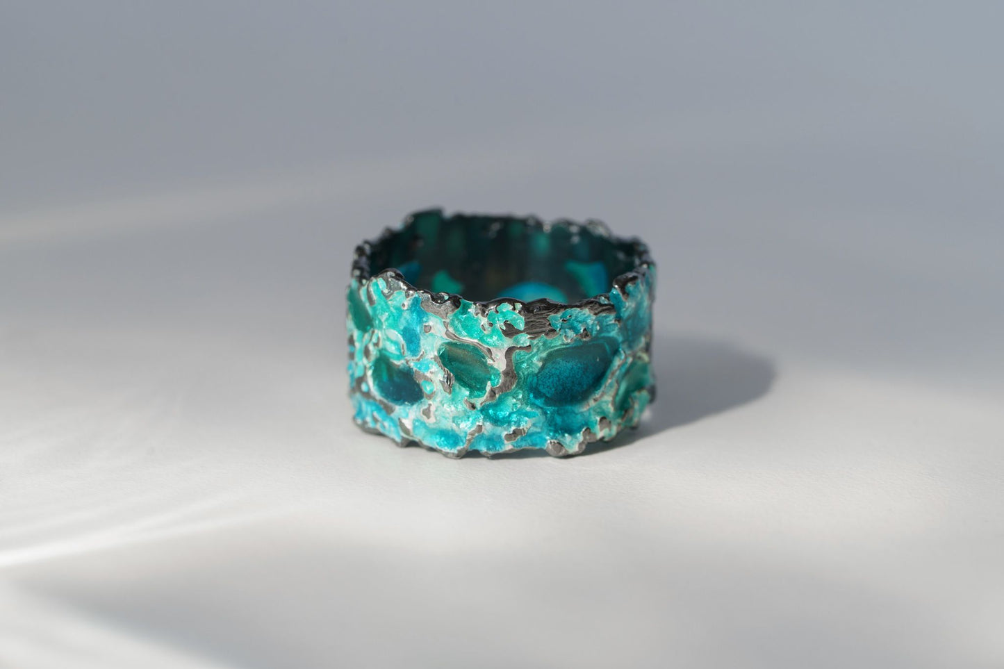 Ring "Storm" emerald (13 mm) blackened