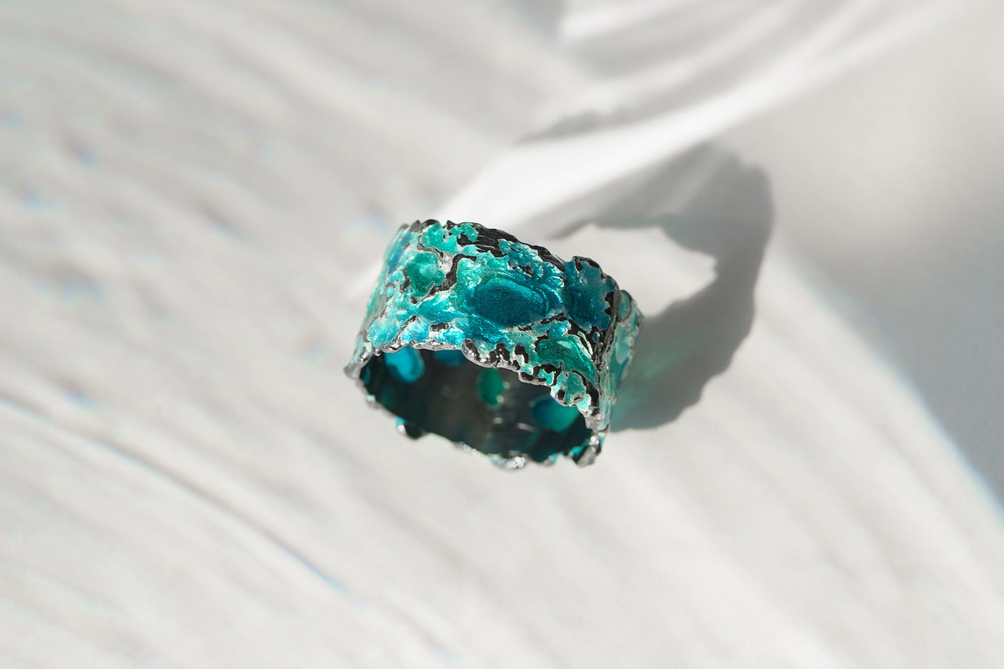 Ring "Storm" emerald (13 mm) blackened