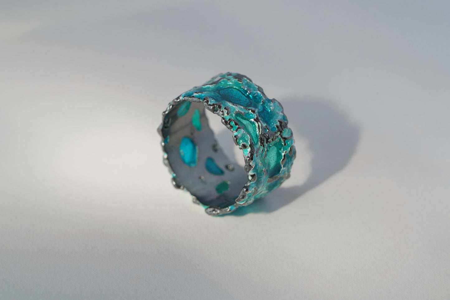 Ring "Storm" emerald (13 mm) blackened
