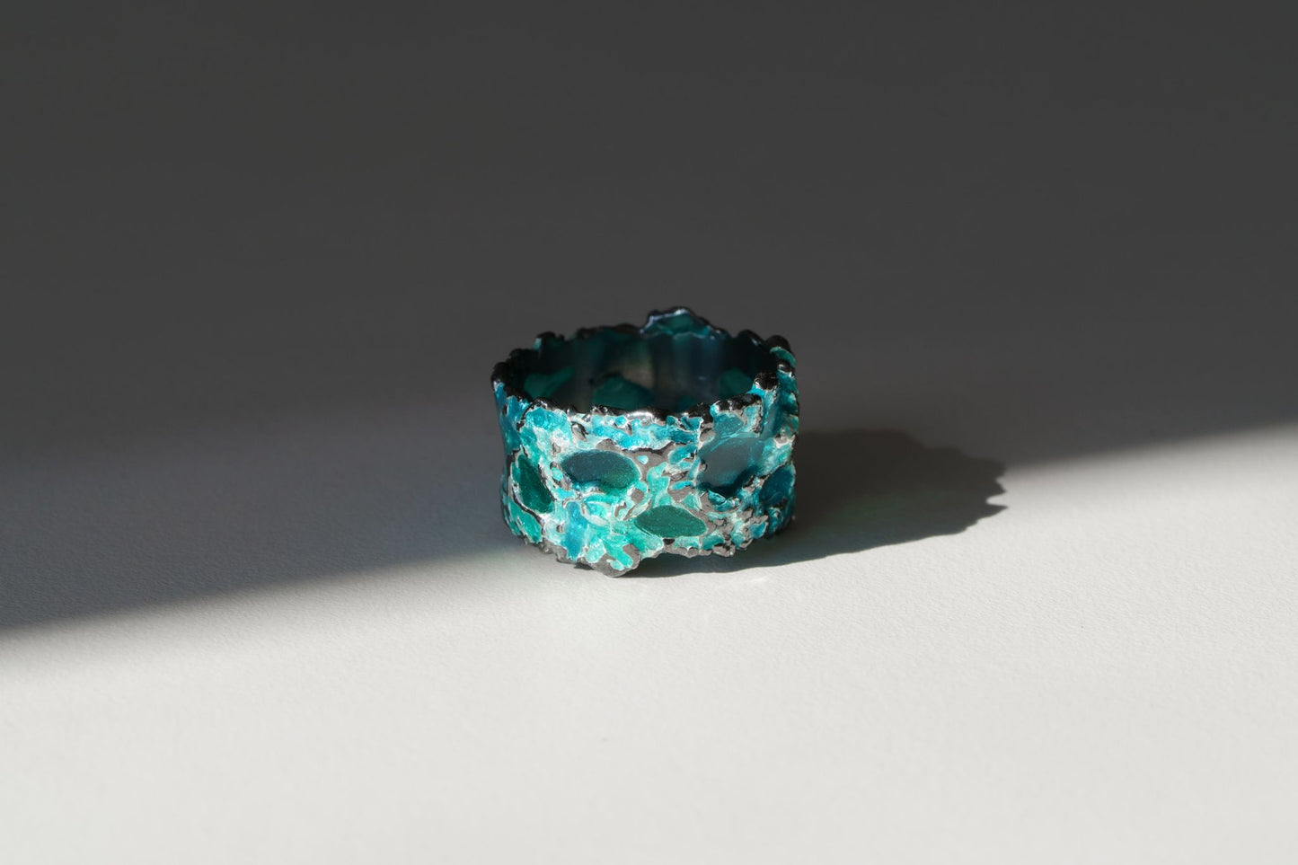 Ring "Storm" emerald (13 mm) blackened