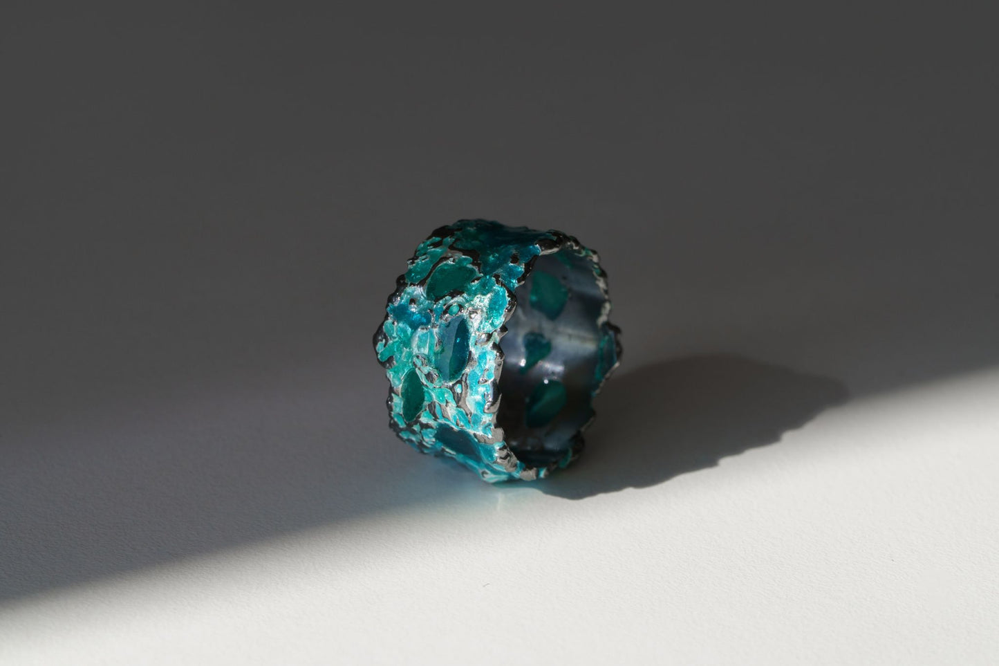 Ring "Storm" emerald (13 mm) blackened