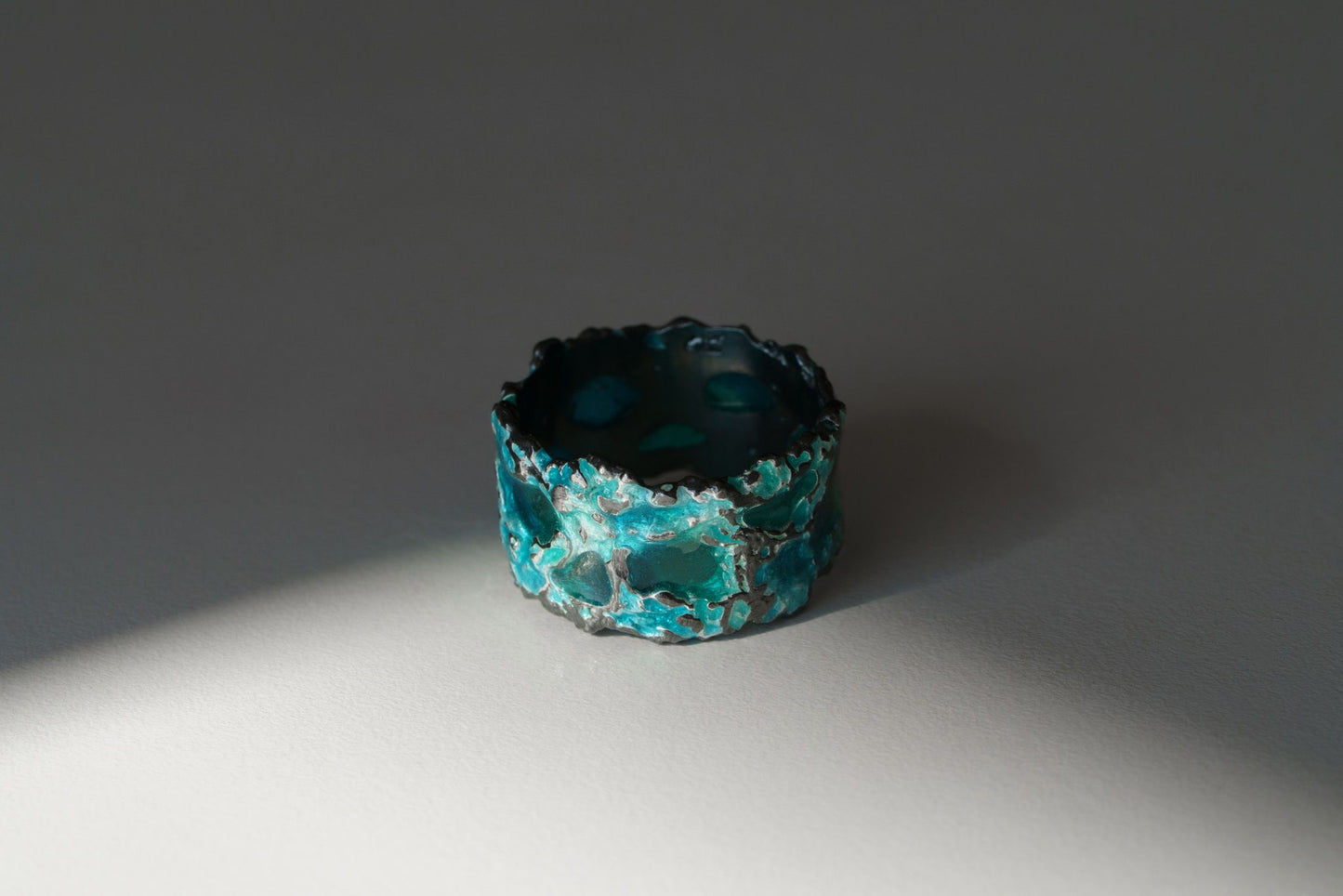 Ring "Storm" emerald (13 mm) blackened