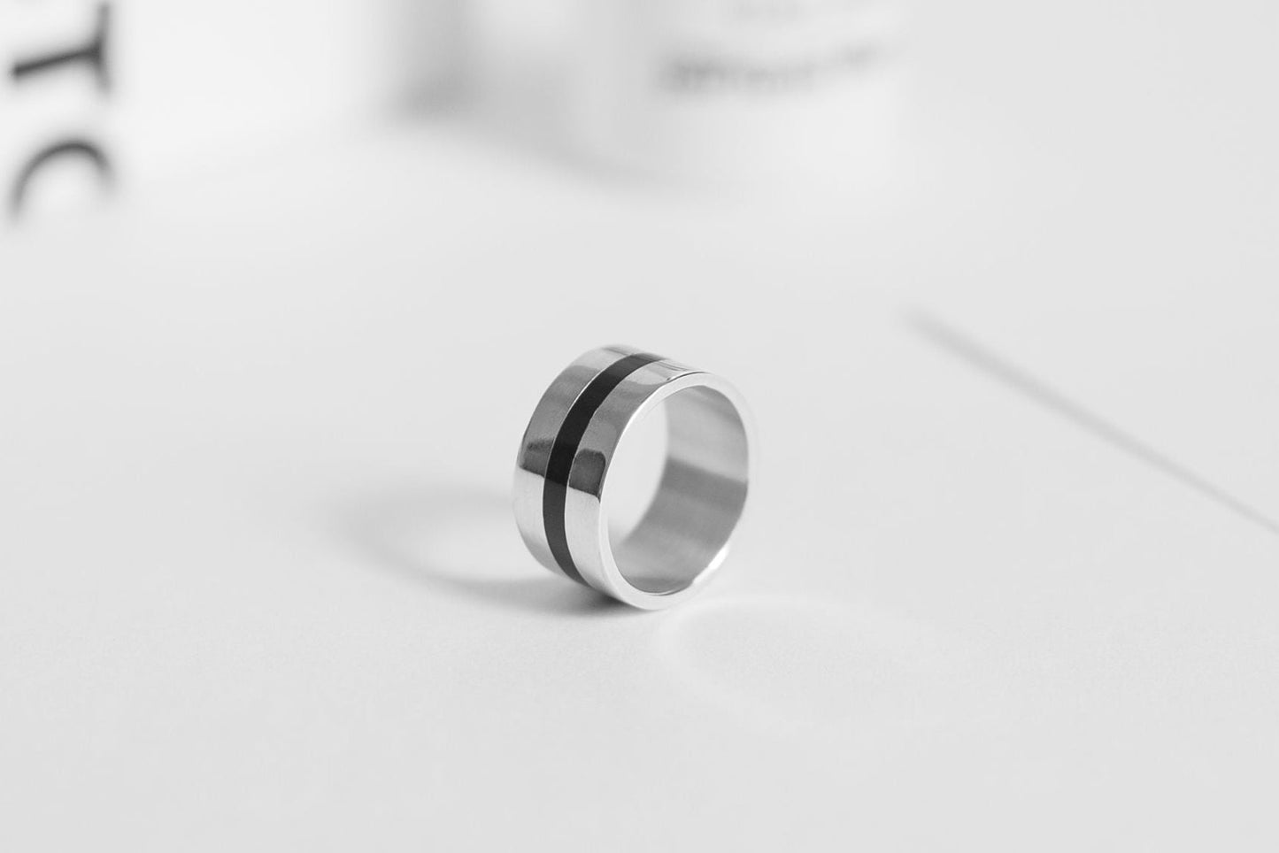 Ring "Stripe" (10 mm) with enamel