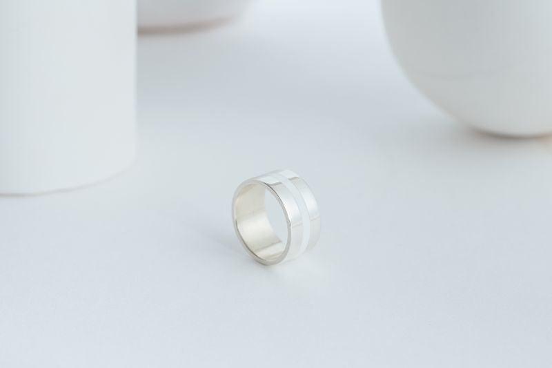 Ring "Stripe" (10 mm) with enamel (different colors to choose from)