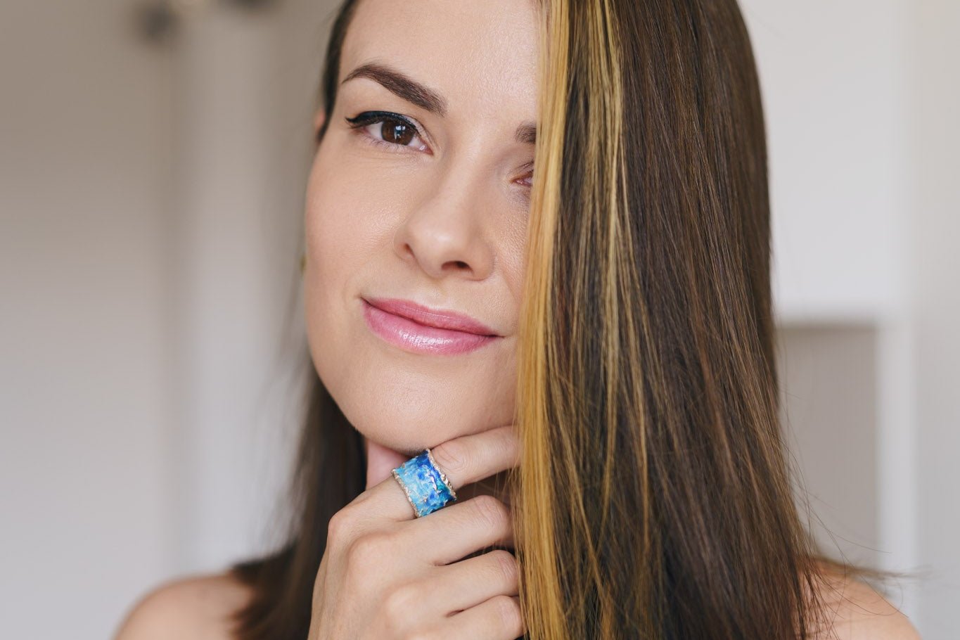 Ring "Wave" blue (15 mm)