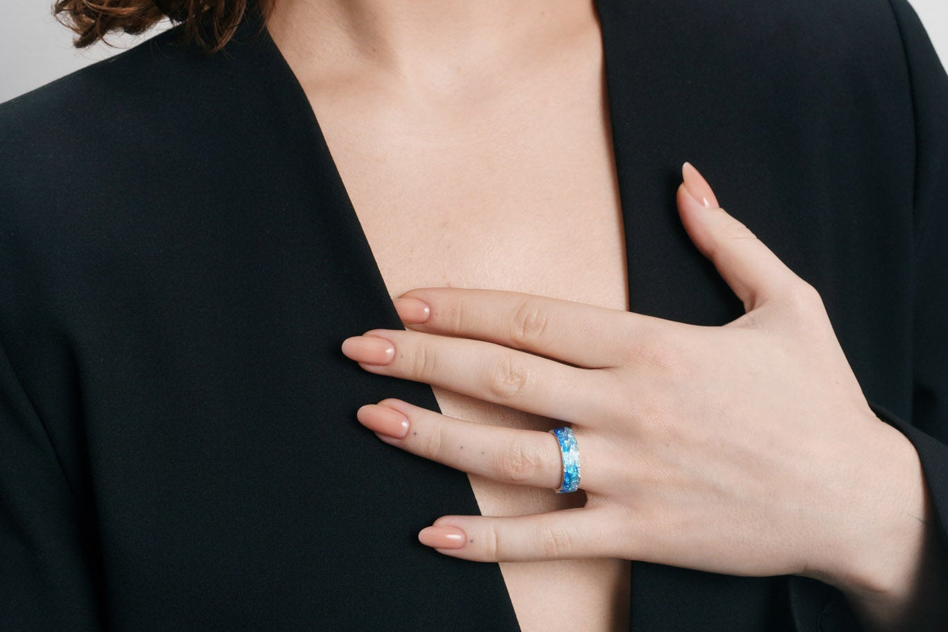 Ring "WAVE" navy-blue (6 mm) with smooth edges