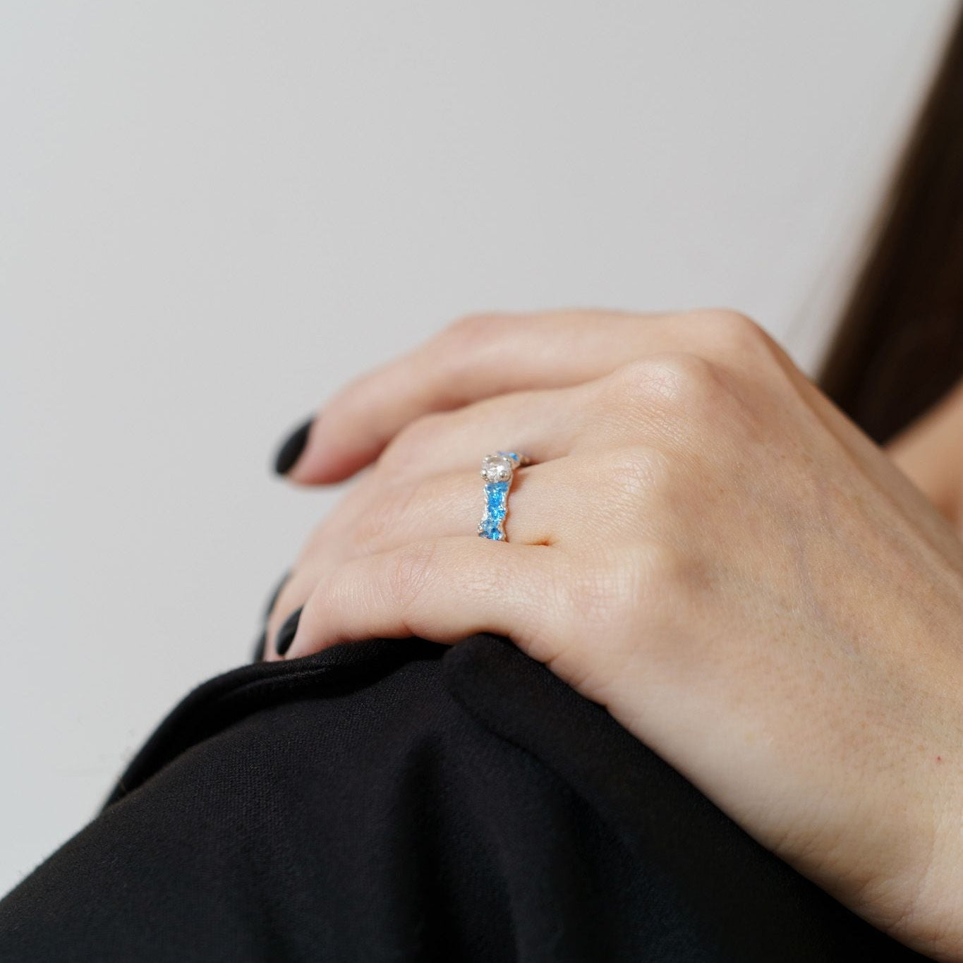 Ring "Wave" (4 mm gemstone) blue
