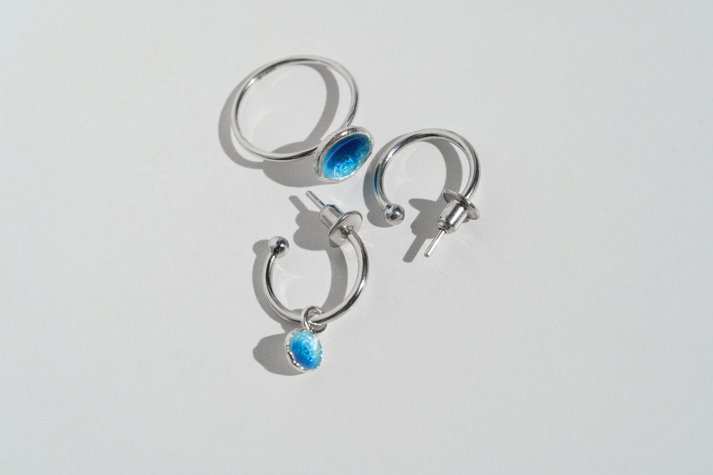 Pendant for hoop earring “Sea” (6 mm) blue