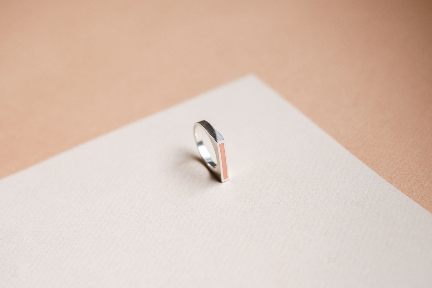 Signet ring "Horizon" with beige enamel