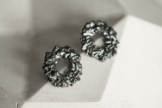 Stud earrings "Asteroid cluster" blackened