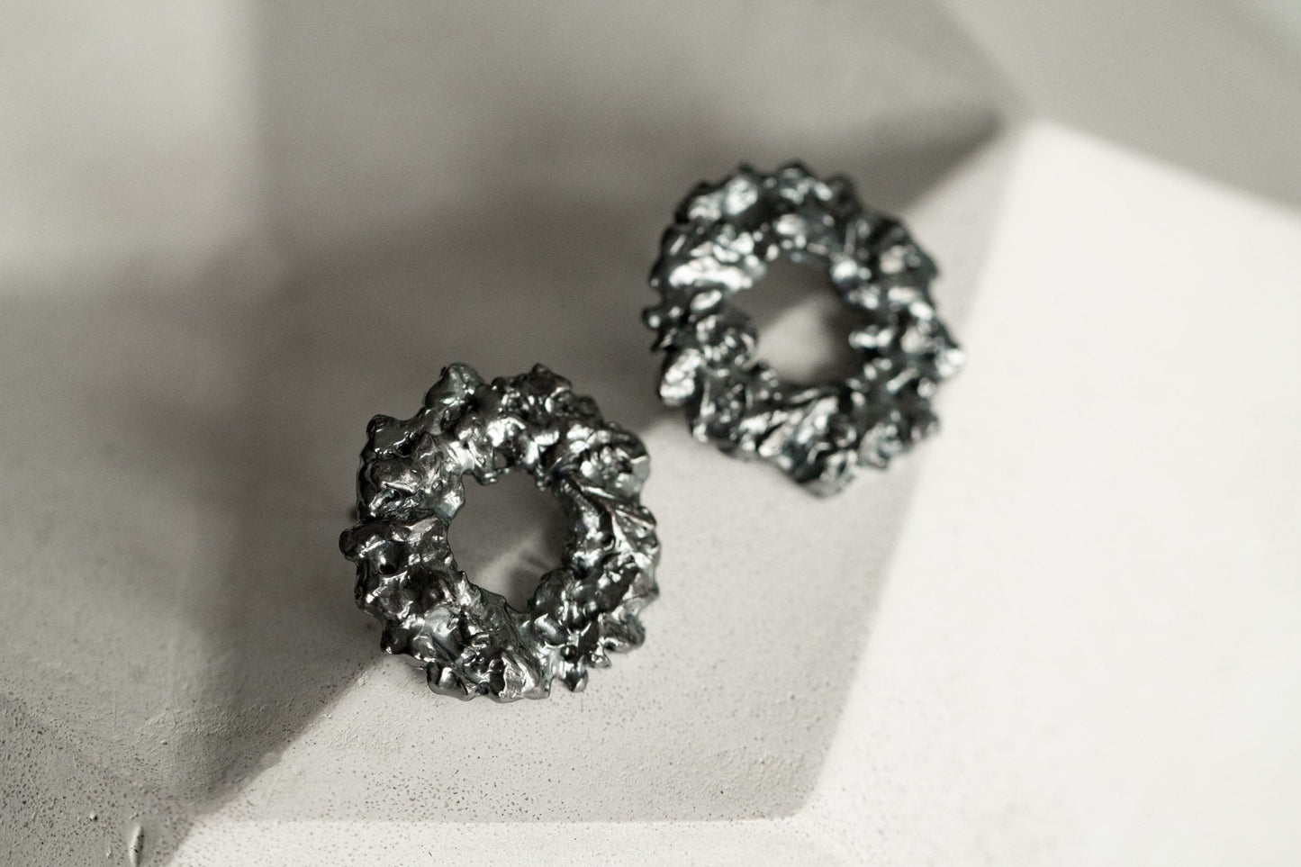 Stud earrings "Asteroid cluster" blackened
