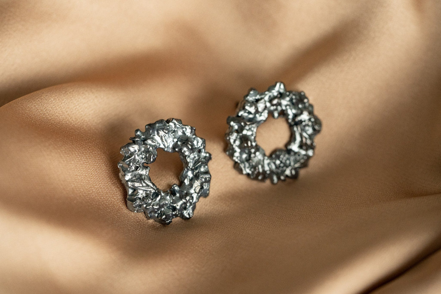 Stud earrings "Asteroid cluster" blackened
