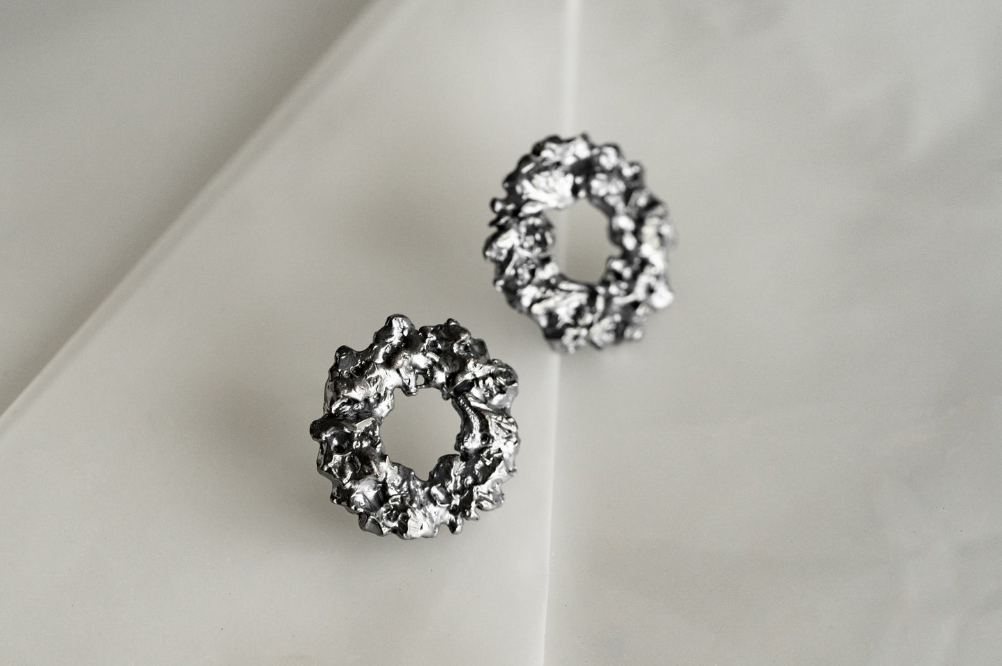 Stud earrings "Asteroid cluster" blackened