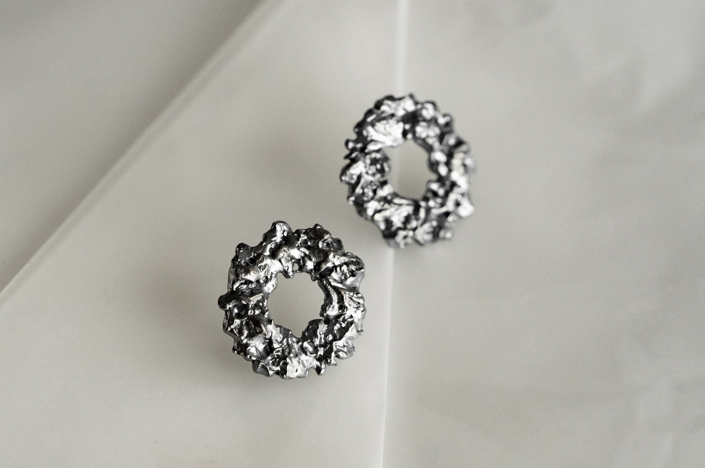 Stud earrings "Asteroid cluster" blackened