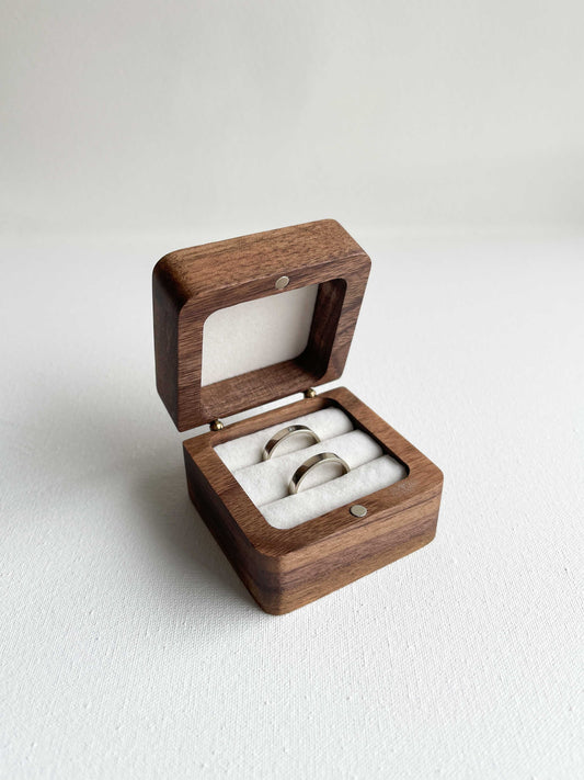 Wooden box for two rings (walnut color)