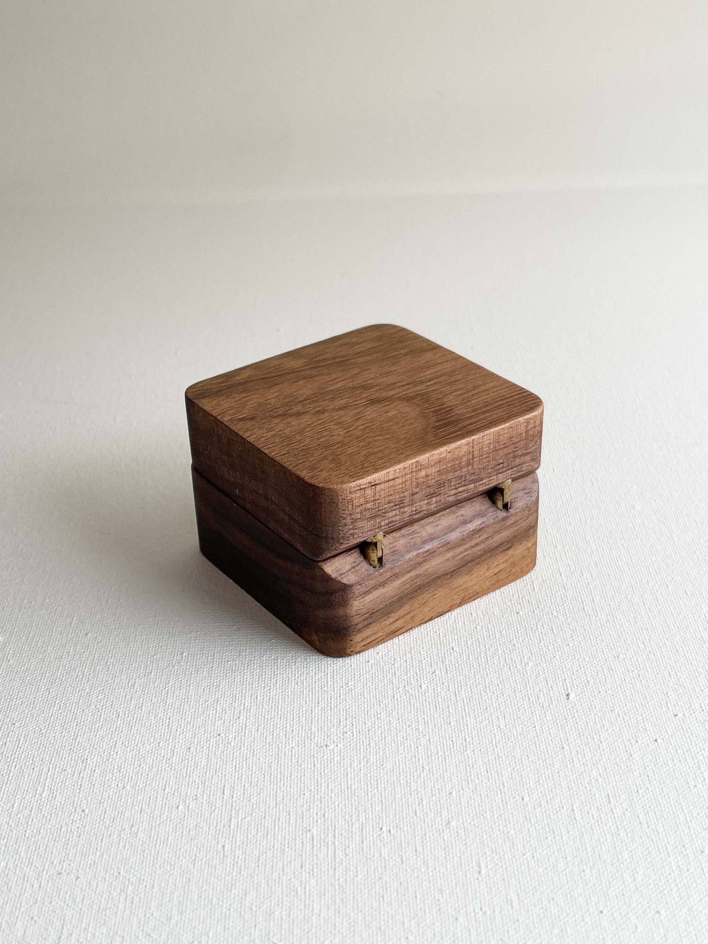 Wooden box for two rings (walnut color)