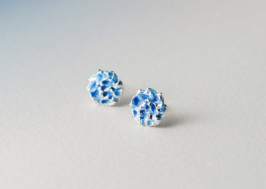 Stud earrings "Water ripple" blue