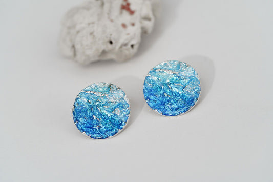 Disc earrings "Wave" (20 mm) blue