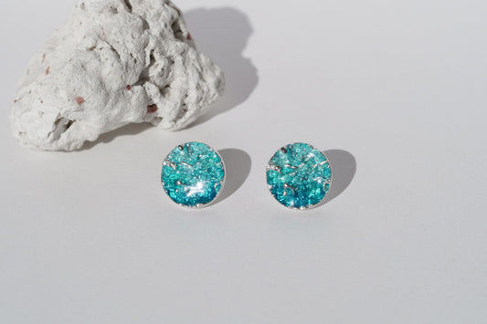 Disc earrings "Wave" (10 mm) emerald