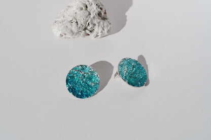 Disc Earrings "Wave" emerald (20 mm)
