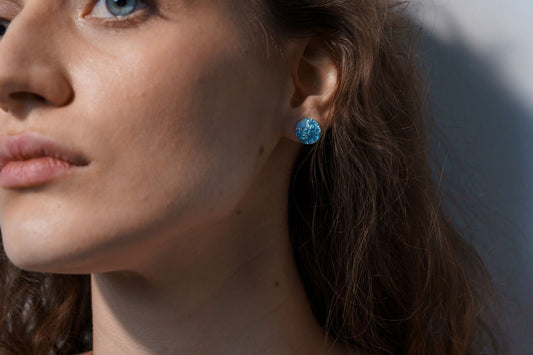 Disc earrings "Wave" (10 mm) blue