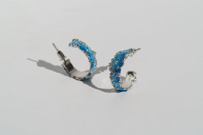Congo earrings "Wave" (6 mm/20 mm) blue