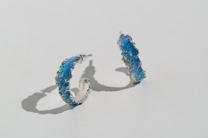 Congo earrings "Wave" (6 mm/20 mm) blue