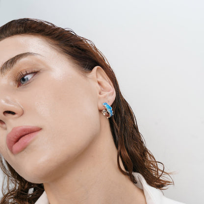 Congo earrings "Wave" (6 mm/20 mm) blue