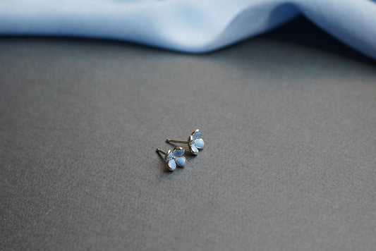 Earrings "Flower" with blue enamel