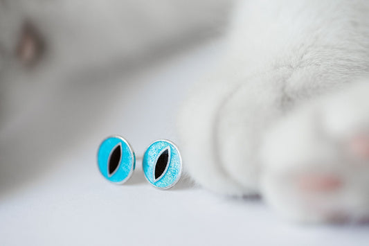 Stud Earrings "Cat’s Eyes" with enamel