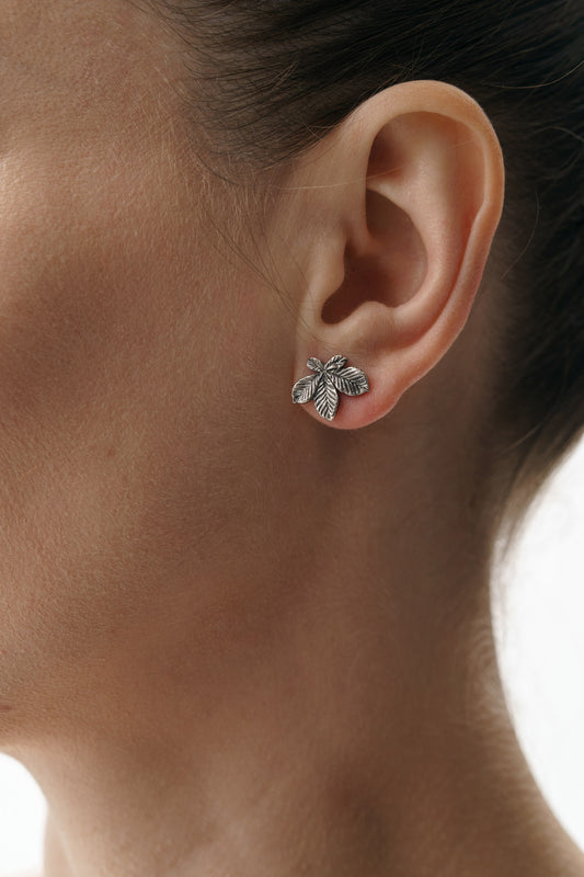 Earrings “Chestnut Leaf” (15 mm) blackened